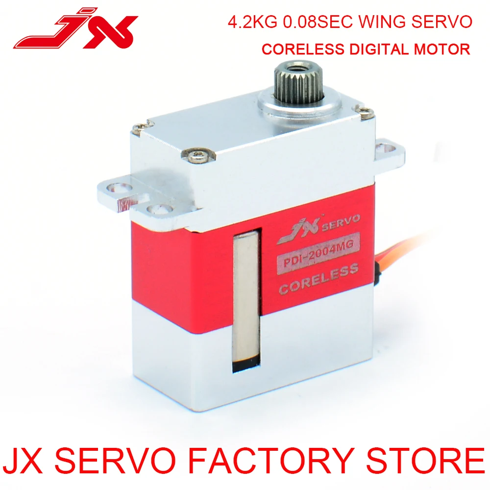 

JX Servo PDI-2004MG 4.2kg 0.08sec Digital Full Metal Aluminium Case Wing Servo For RC Drone Glider Helicopter Dual Ball Bearing