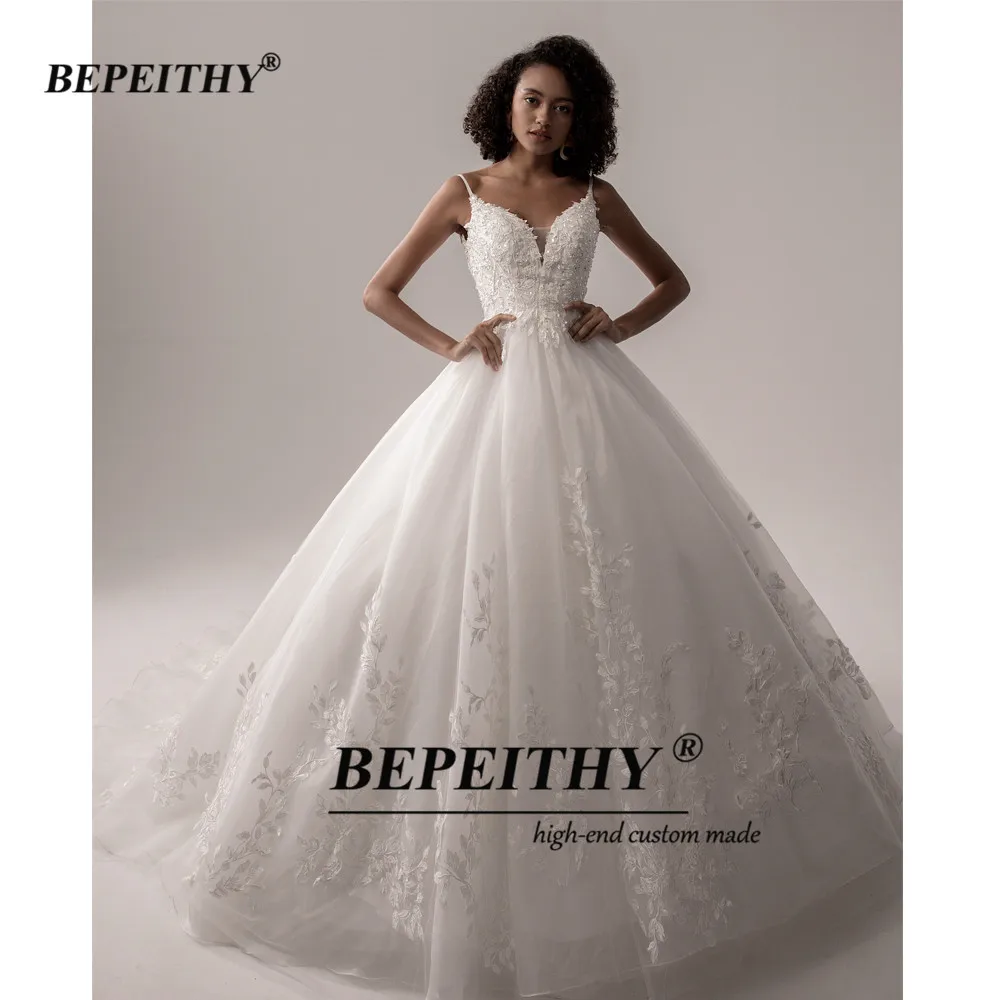 BEPEITHY-Vestidos de Novia de encaje con tirantes finos para novia, vestido de baile sin mangas, marfil, indio, tienda en línea, blanco, 2022