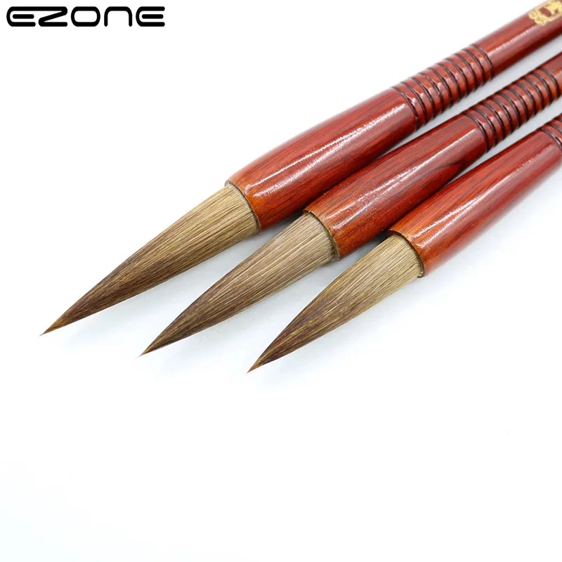 EZONE 1PCS New Wolf Hair Wooden Writing Brushes Chinese Traditional Calligraphy Painting Practice Pen Calligraphy Supplies