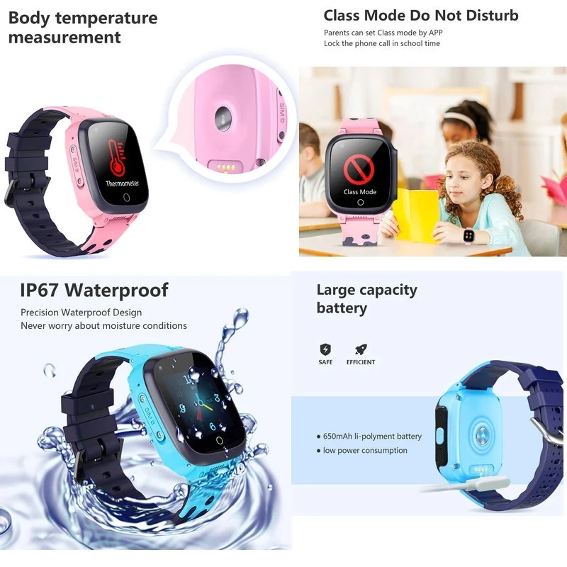 Smart Watch Kids 4G gps WIFI Tracking Video Call Waterproof Thermometer SmartWatch Tracker Boy Girl Student Phone Clock LT25