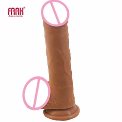 FAAK double layer silicone realistic dildo male penis skin touch big cock suction flexible fake dick sex toys for women sex shop