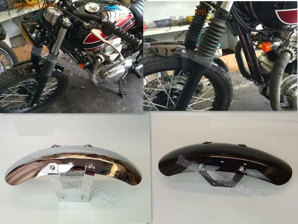 Front Mudguard Fender Motorcycle Metal Cover For Kawasaki W400 W650 W800 Cafe Street Meguro (42cm)