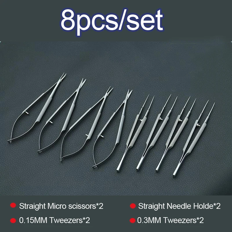 New 4pcs/set ophthalmic microsurgical instruments 12.5cm scissors+Needle holders +tweezers stainless steel surgical tool