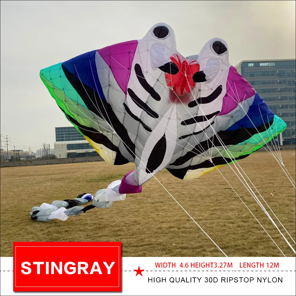 HFLY New arrival Soft Inflatable 12m Stingray kite for Adults High Quality Nylon Ray  pilot Show kites Pendant 4.6*3.27m