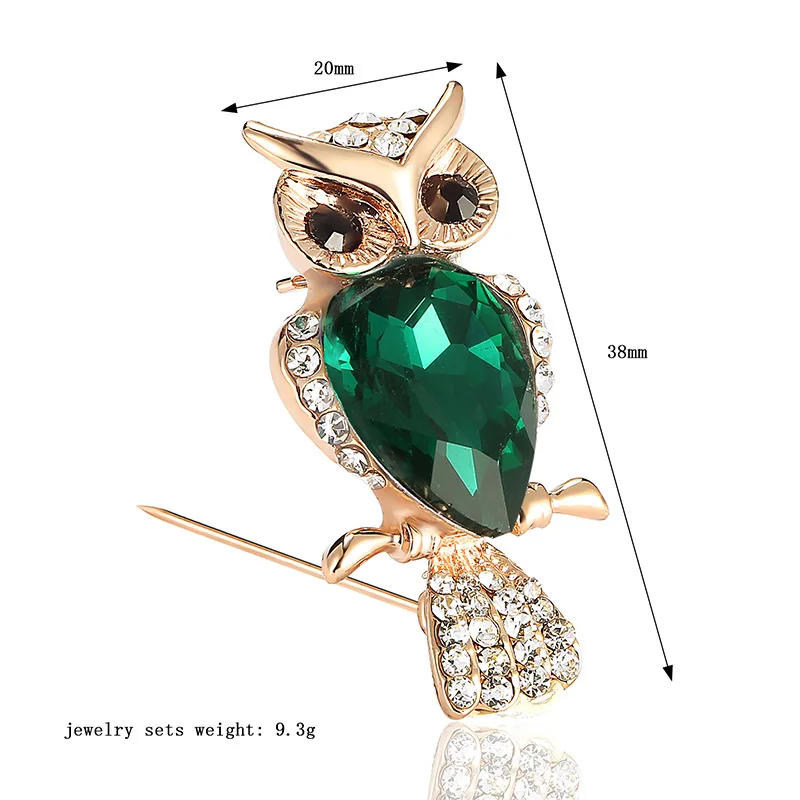 1pcs Owl Look Design Alloy Diamond Brooch Pins for Women Fashion Crafts Dress Animal Series