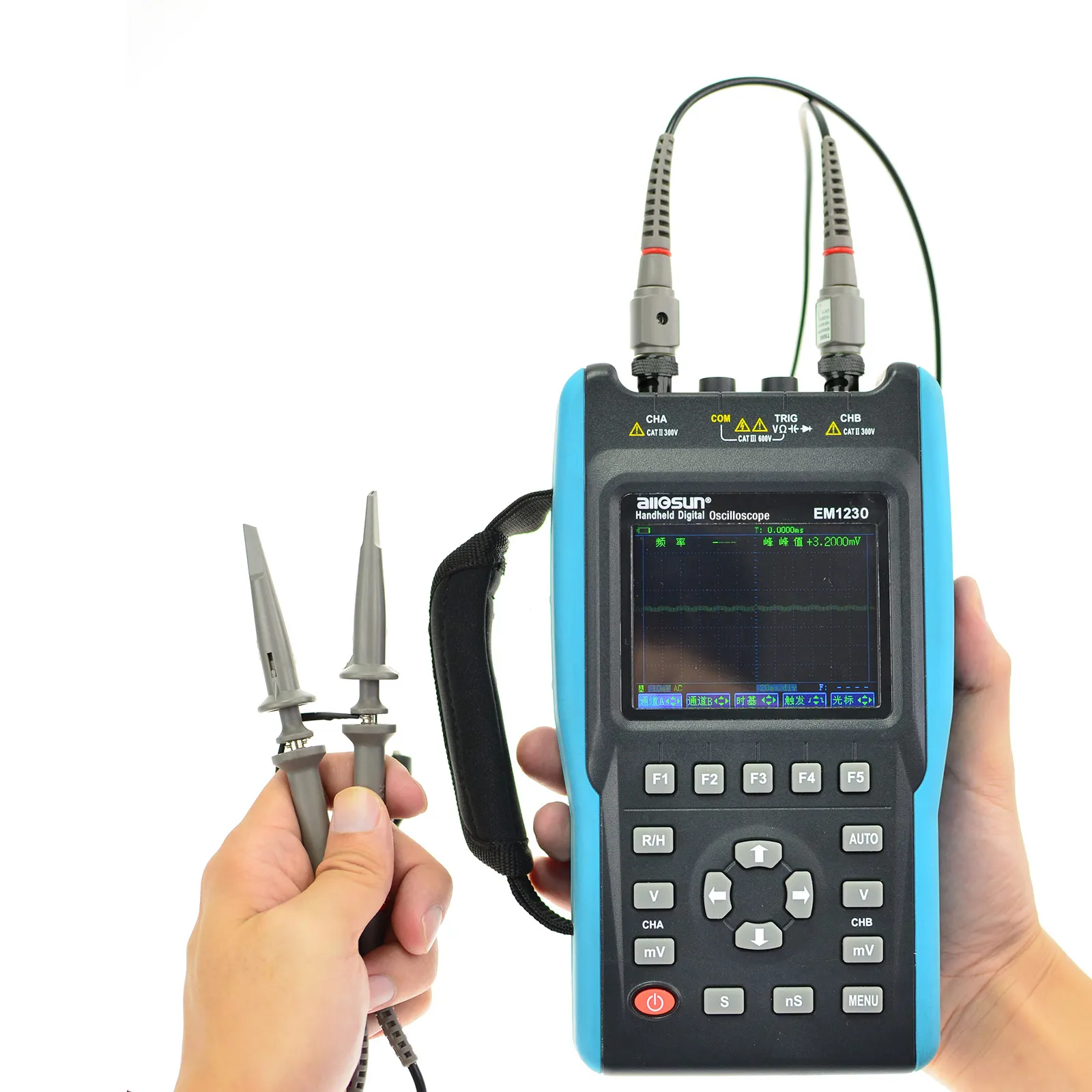 Handheld 2 Channel 25MHz Digital Storage Oscilloscope and True 6000 Words RMS Multimeter 2in1 Multifunctional Instrument EM1230