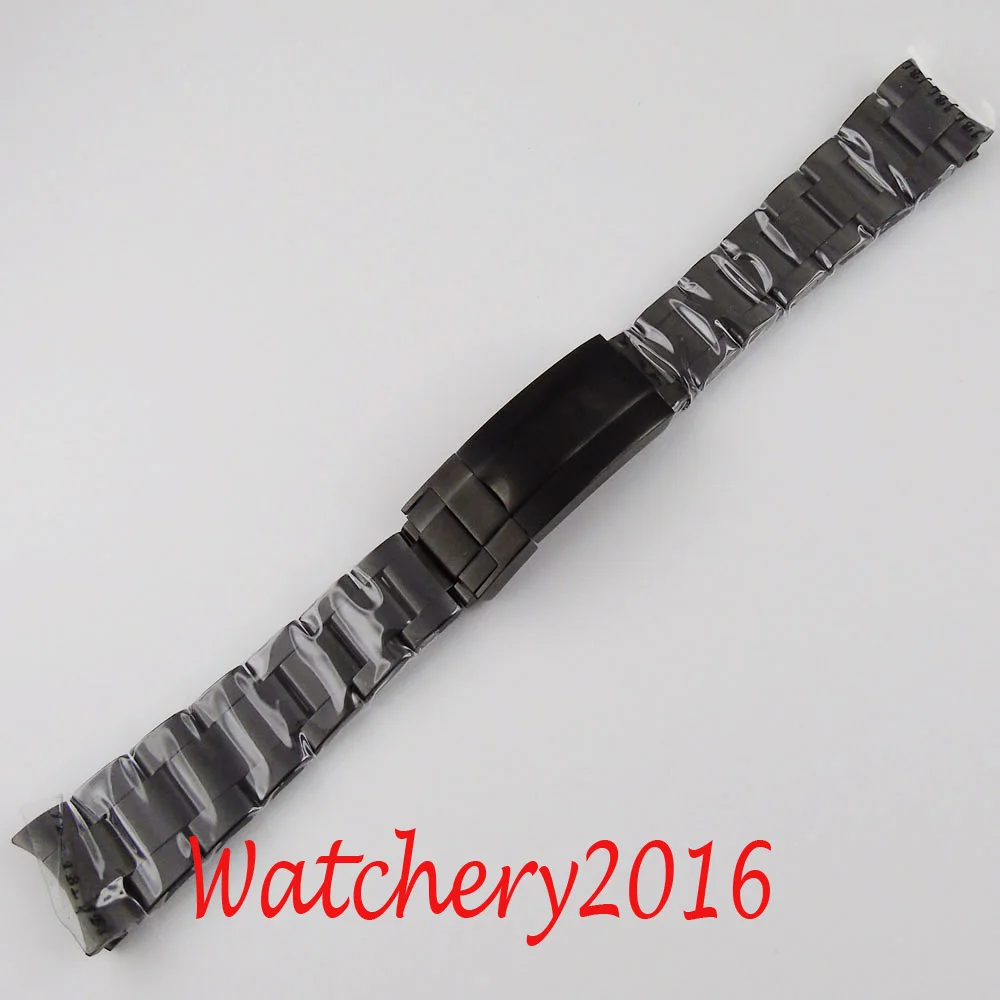 Full Black PVD Coated Replaced Watch Bracelet Watch Band Deployment Clasp 20MM width Lug for 40MM men watch