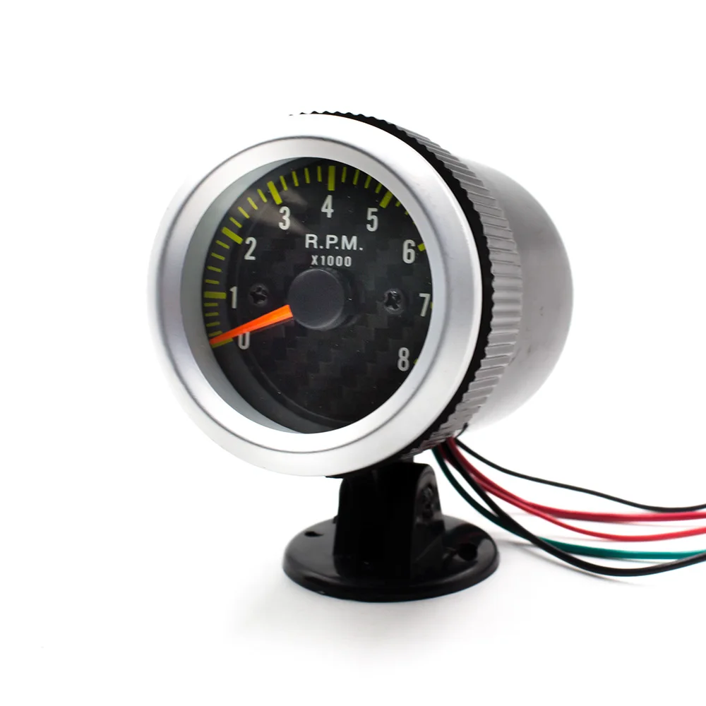 2'' 52mm Universal Auto Tachometer White LED 0-8000 RPM Gauge Car Meter