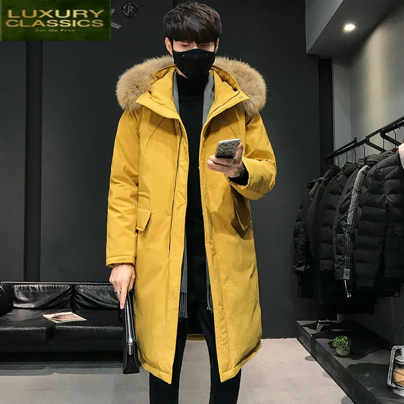 

New Brand Men's Down Jacket Winter Men Clothes 2021 Streetwear Fur Hooded White Duck Down Coat Man Down Parkas Hiver 895