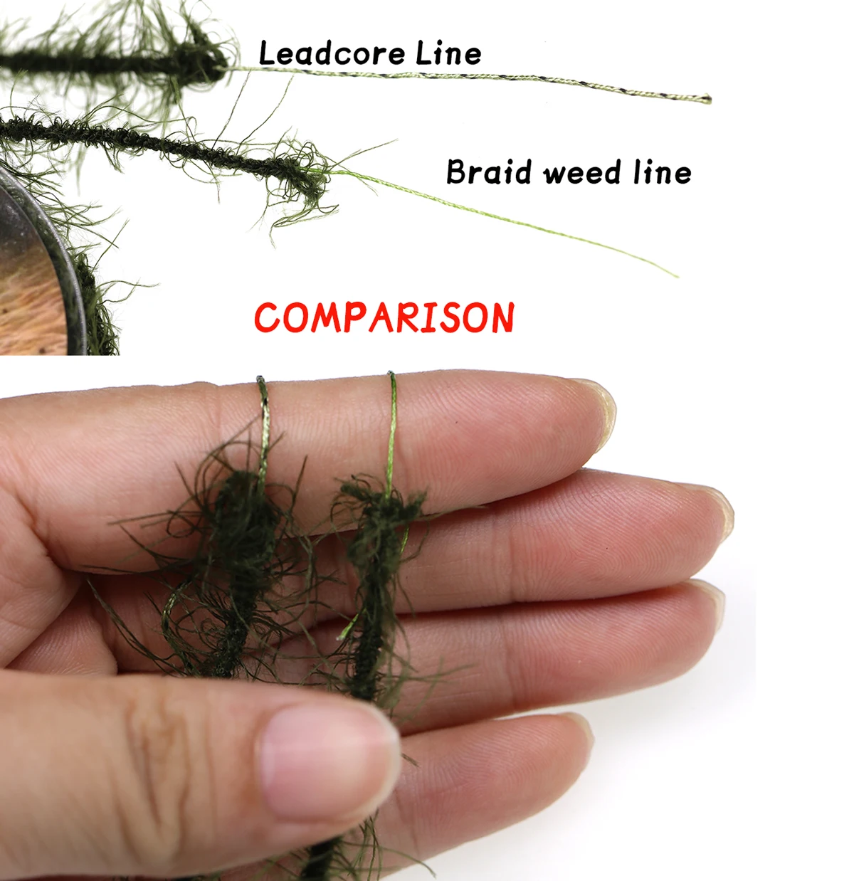 5M Carp Fishing Line Leadcore Line Camo Braid Line Realistic Weed Line for Carp Hair Chod Rig Hooklink Fishing Tackle Line