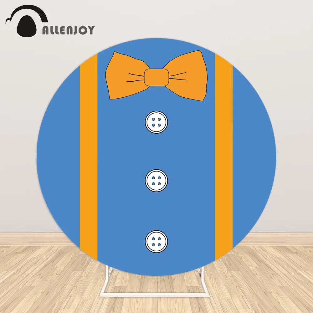 Allenjoy Little Gentleman Bow Round Background Circle Backdrops Covers Shirt Birthday Party Baby Shower Wallpaper Photo Booth