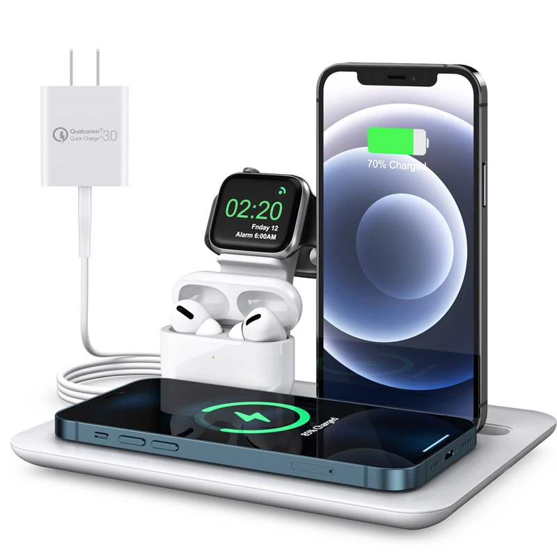 Cargador inalámbrico 2023 para Iphone, Cargador rápido 5 en 1 para Apple Watch Airpods Pro