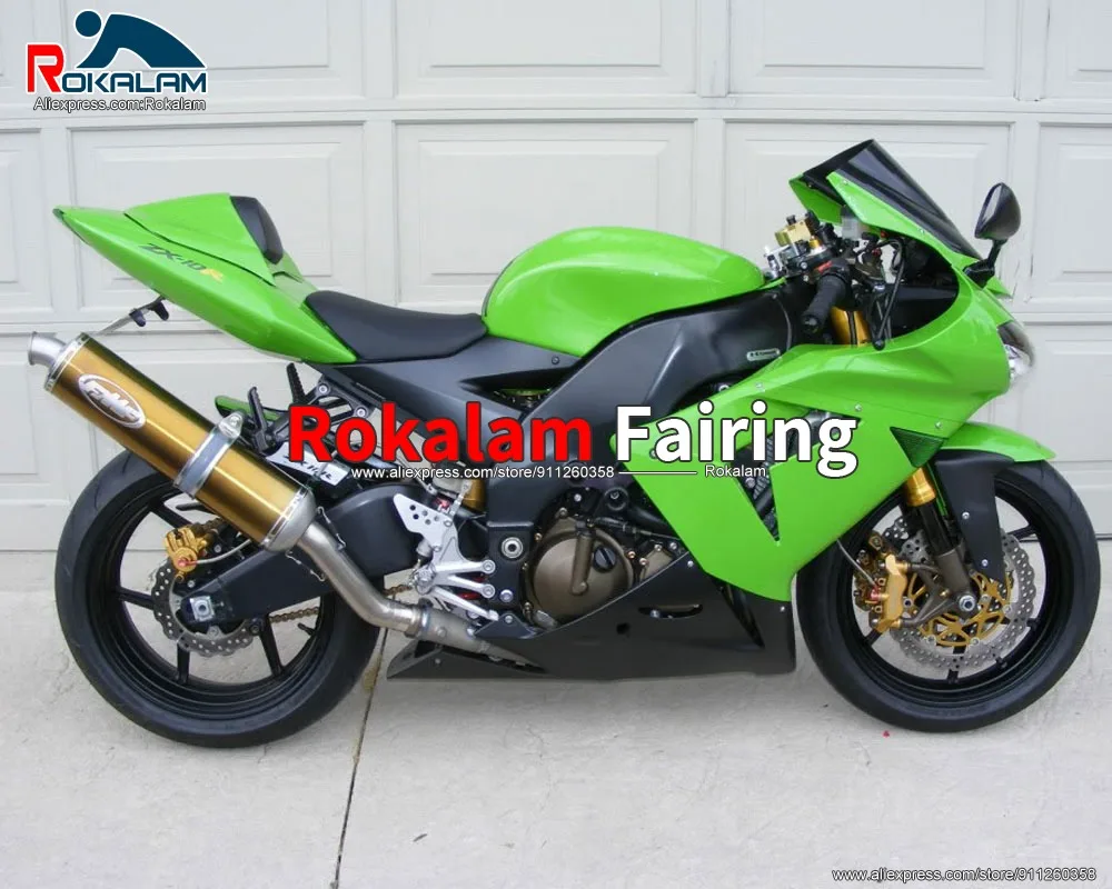 

Sport Motorbike Fairing For Kawasaki Ninja ZX10R 2004 2005 ZX-10R 04 05 Green Black Motorcycle Bodyworks (Injection Molding)