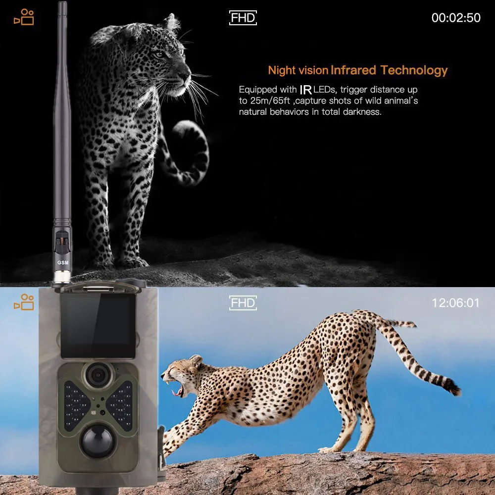 2G Cellular Hunting Cameras Surveillance Wireless Cameras SMS MMS SMTP Mobile Photo Traps Trail Cameras Tracking HC550M