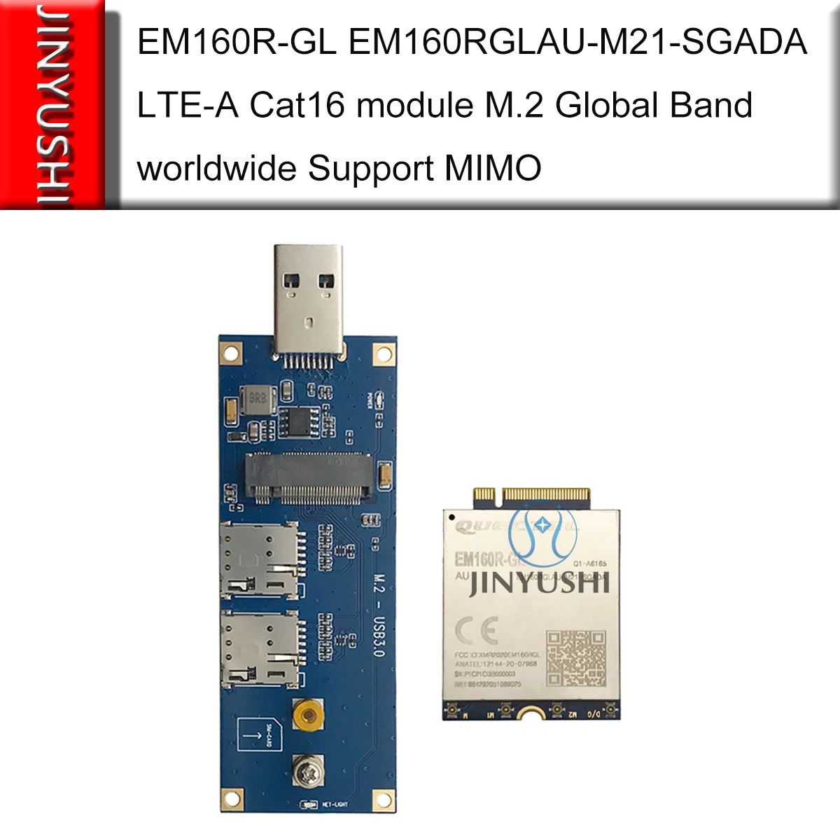 

NOT Engineering samples Quectel EM160R-GL EM160RGLAU-M21-SGADA With USB 3.0 adapter LTE-A Cat16 module M.2 Support MIMO EM160R