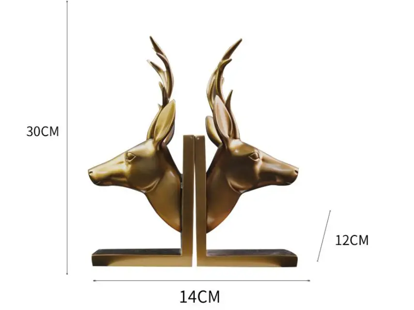 To do Animal handicrafts first American Golden deer head elk Bookends resin decoration Home Furnishing  Bookends christmas