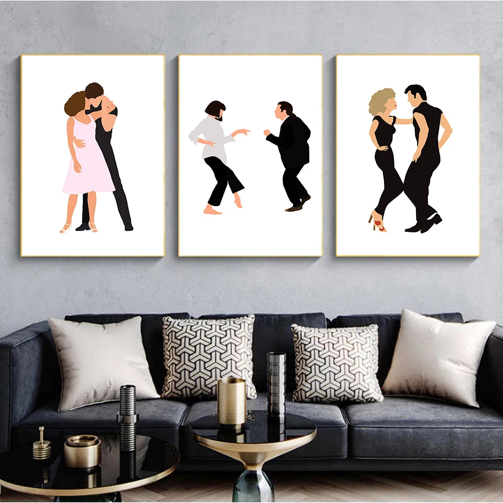 Pulp Fiction Poster Art Print Classic Movie Poster Abstract Minimalist Wall Art Dancing Canvas Painting Wall Pictures Home Decor