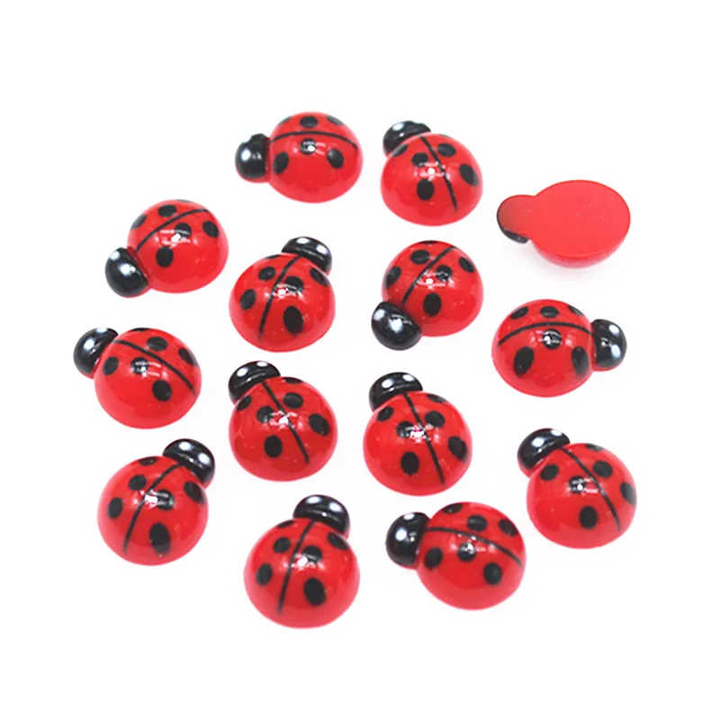 100pcs Kawaii Animal Red Ladybird Resin Flatback Cabochon DIY Decorative Craft Scrapbooking Accessories,15*20mm