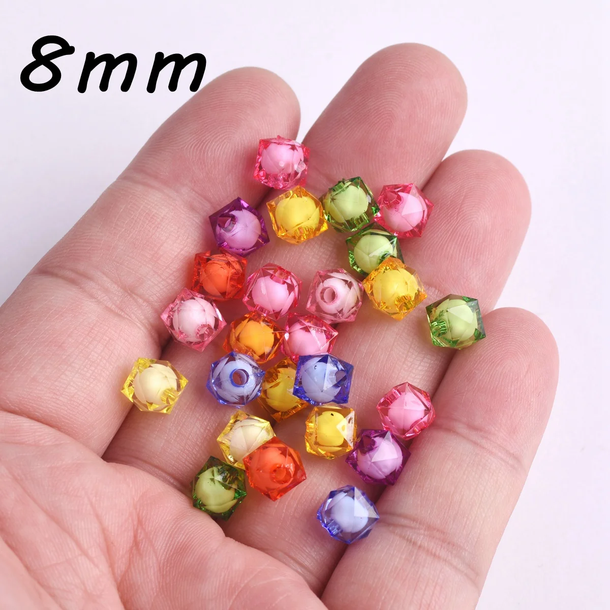 50pcs Cube 12 Angles 8mm 10mm 12mm Acrylic Plastic Loose Beads Wholesale Bulk Lot For Jewelry Making Findings