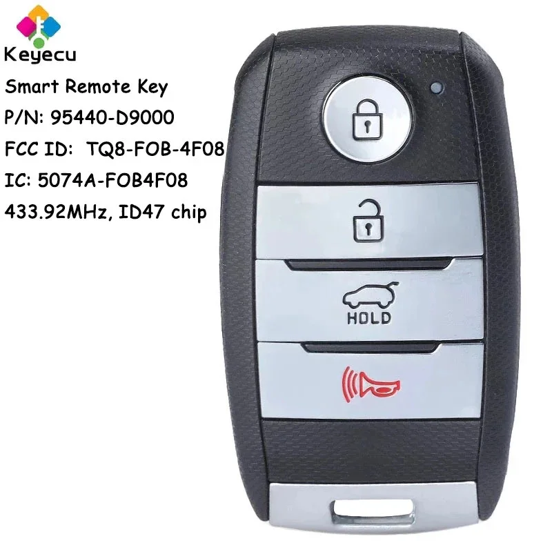 

KEYECU Keyless-Go Smart Remote Control Car Key With FSK 433.92MHz ID47 Chip - FOB for Kia Sportage 2016 2017 2018 95440-D9000