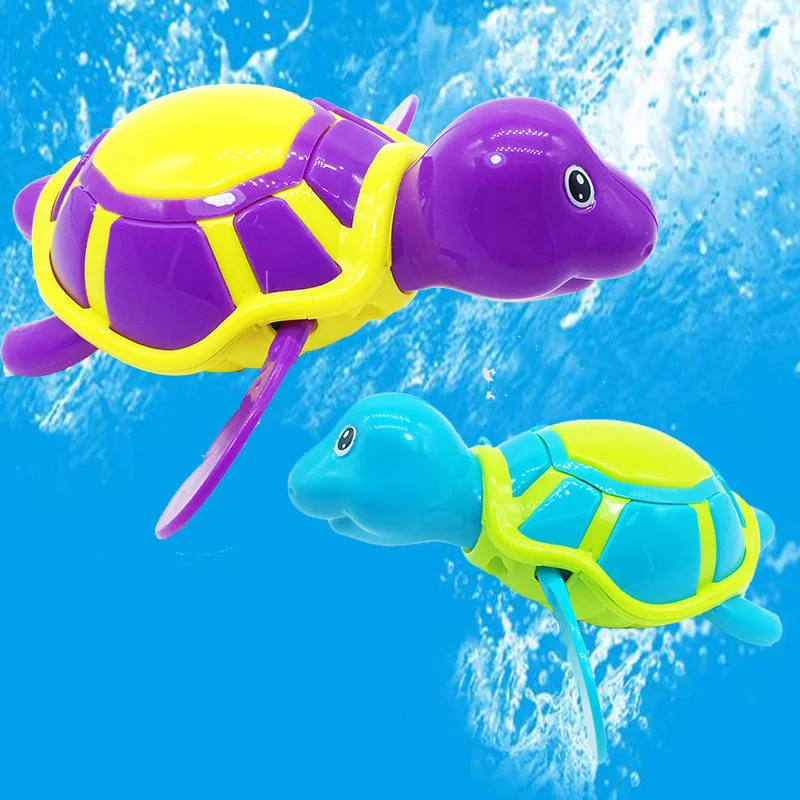 Juguete de agua con mecanismo de relojería para bebé, Tortuga de dibujos animados, juguetes de cuerda para niños, juguetes de baño de playa de verano