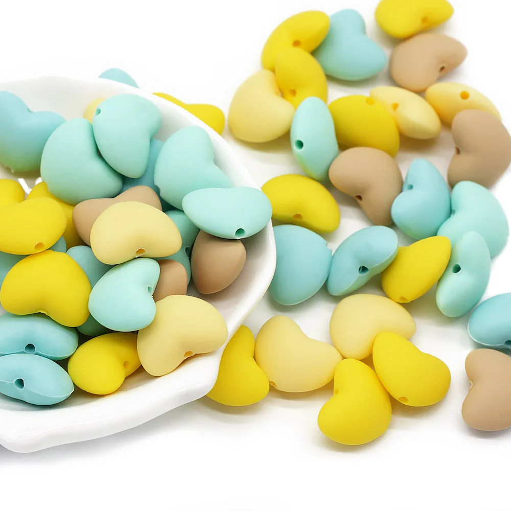 Mignon-idée 10 pièces perles de Silicone en forme de coeur infantile dentition à mâcher perles bricolage sucette chaîne jouet accessoires sans BPA bébé marchandises