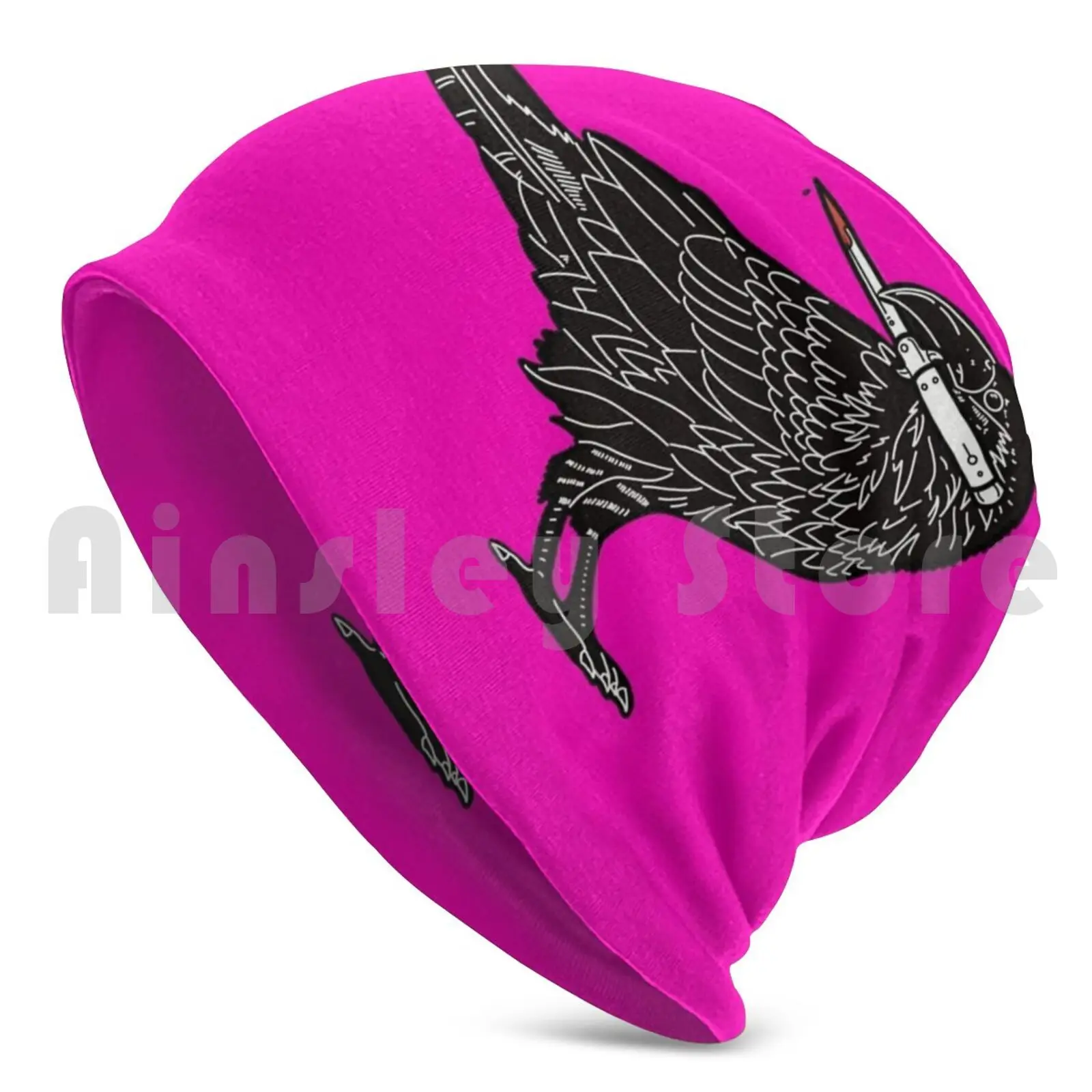 Macawbre Crow ( Without Text ) | Black White & Red Hat Hat Macabre Crow Raven Knife