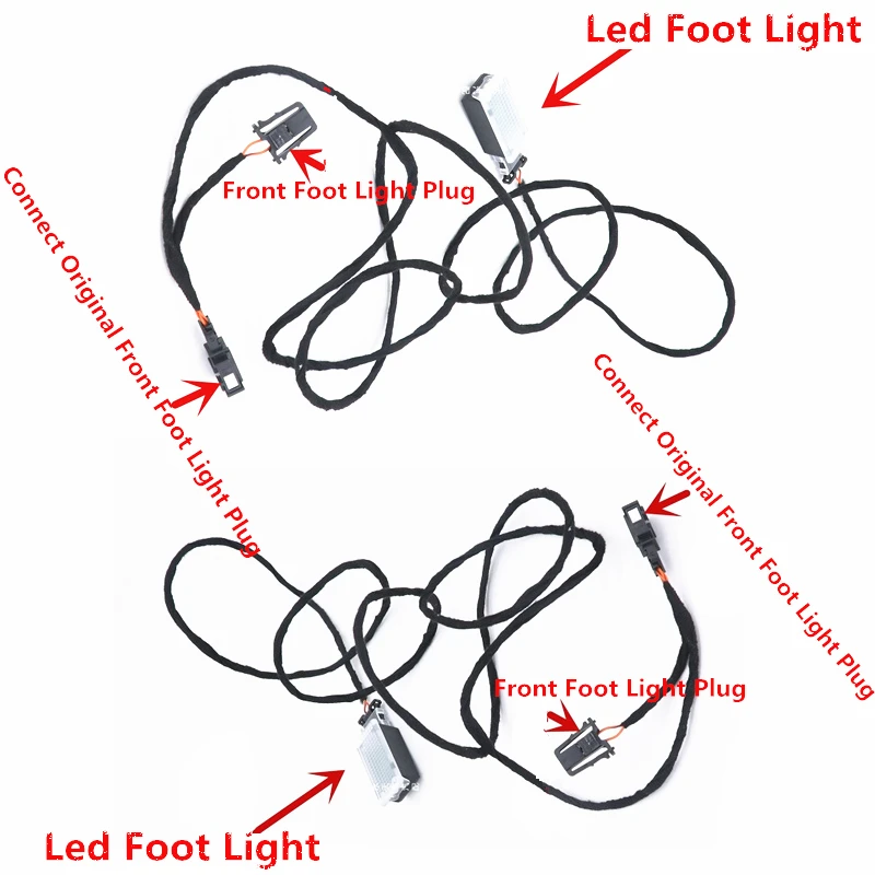 Car LED Footwell Light foot lights Cable Wiring harness For VW PASSAT B8 CC Golf 7 MK7 7.5 Jetta Tiguan MK2 Seat Skoda 5GG947409