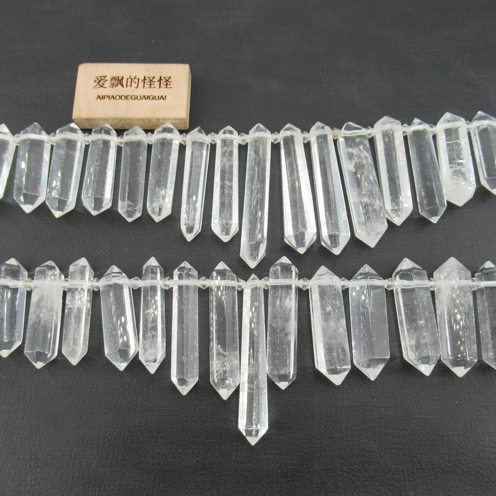 APDGG Natural Large Top-drilled Nugget Real Clear Quartz Beads Smooth Rough Irregular Stone 15.5\