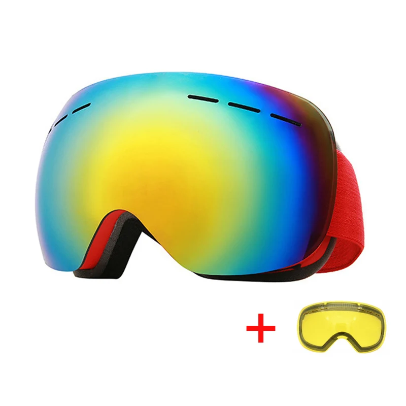 Men Women Ski Goggles with Night Vision Lens Winter UV400 Anti-fog Skiing Skating Goggles Outdoor HD Snowboard Glasses Mask