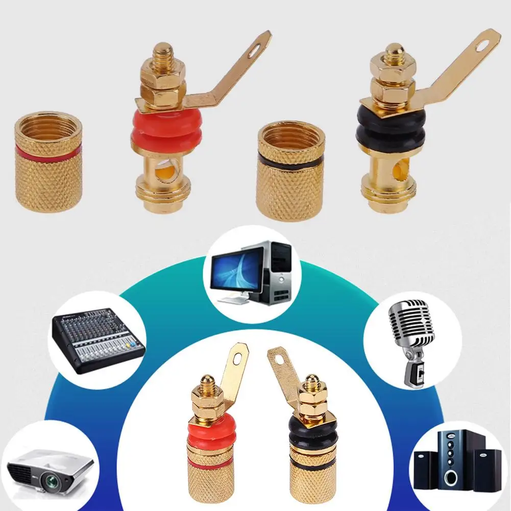 2pcs Gold Plated Amplifier Speaker Terminal Binding Post Banana Plug Socket Connector Suitable for 4mm Banana Plugs