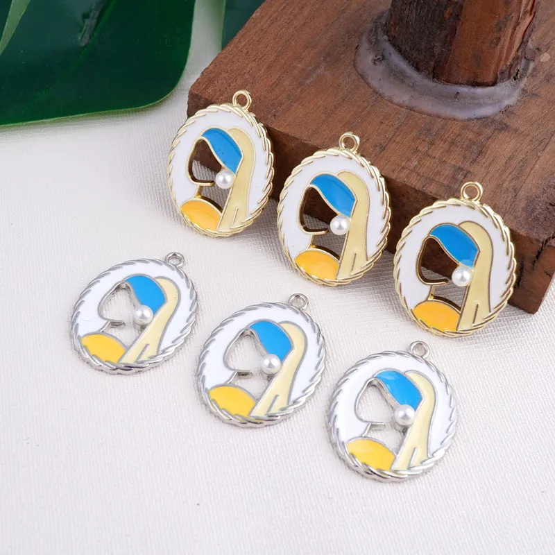 

New style 40pcs/lot alloy drop oil cartoon girls pattern geometry ovals shape alloy floating locket charms diy jewelry accessory