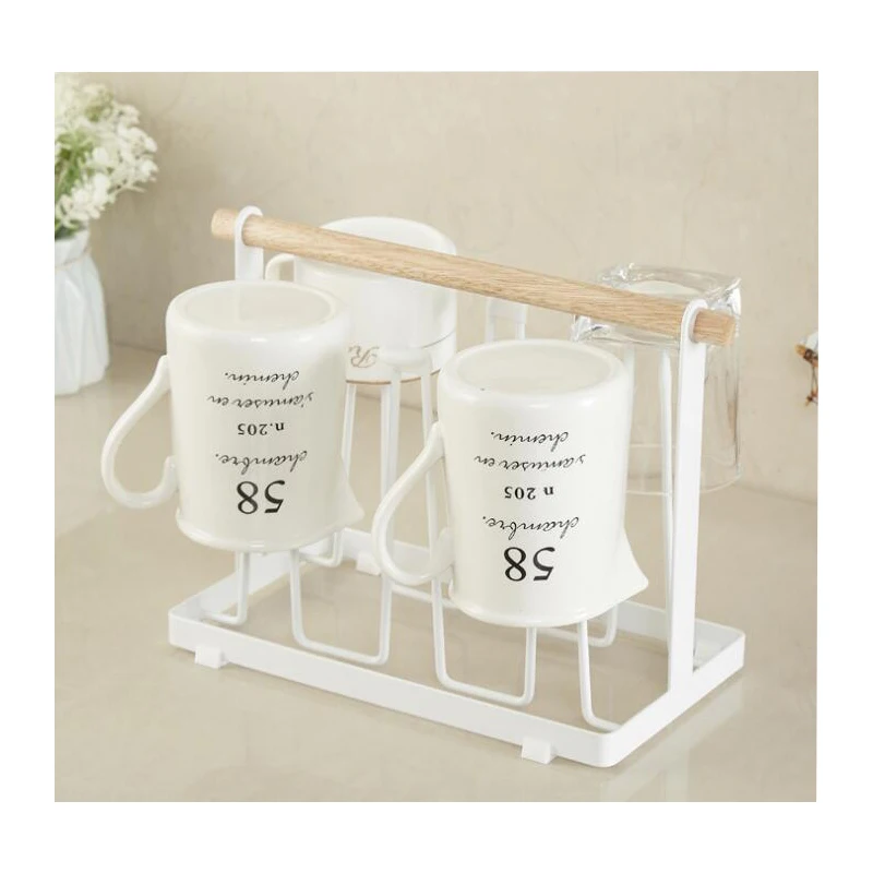 

Metal Mug Coffee Cups Drying Storage Rack Holder Stand Kitche Hanging Display Rack Drinkware Shelf Drain Hanger With 6 Hooks