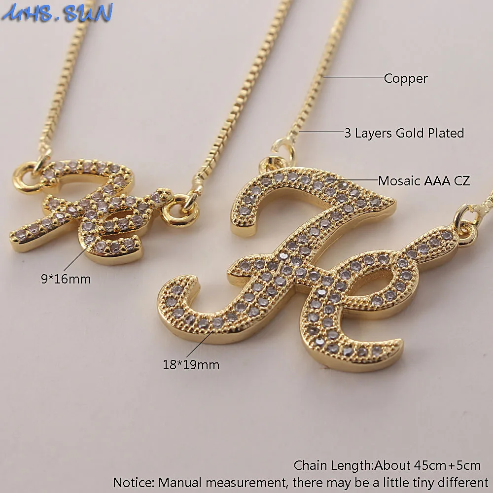 MHS.SUN High Quality Fe Design AAA Zircon Pendant Necklace Gold Color Women Chain Necklace Faith Jewelry Choker For Gift 1PC