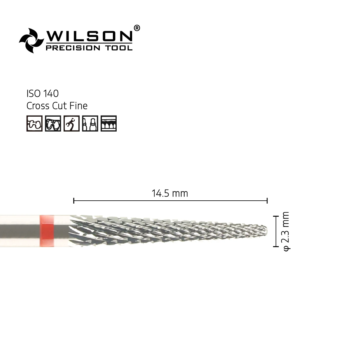 WilsonDental Burs 5000211-ISO 201 140  023 Tungsten Carbide Dental Burs for trimming Metal/Acrylic