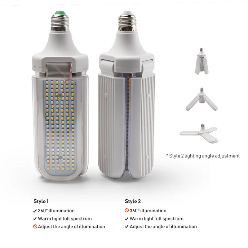 Luz LED plegable para cultivo, fitoamplificador de espectro completo para plantas, semillas, flores, invernadero, E27, 30W, 40W, 50W