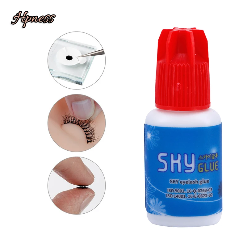 Pegamento Sky profesional de Corea para extensiones de pestañas, herramientas de maquillaje de tapa roja, MSDS, tiempo seco, 1-2s, 5ml