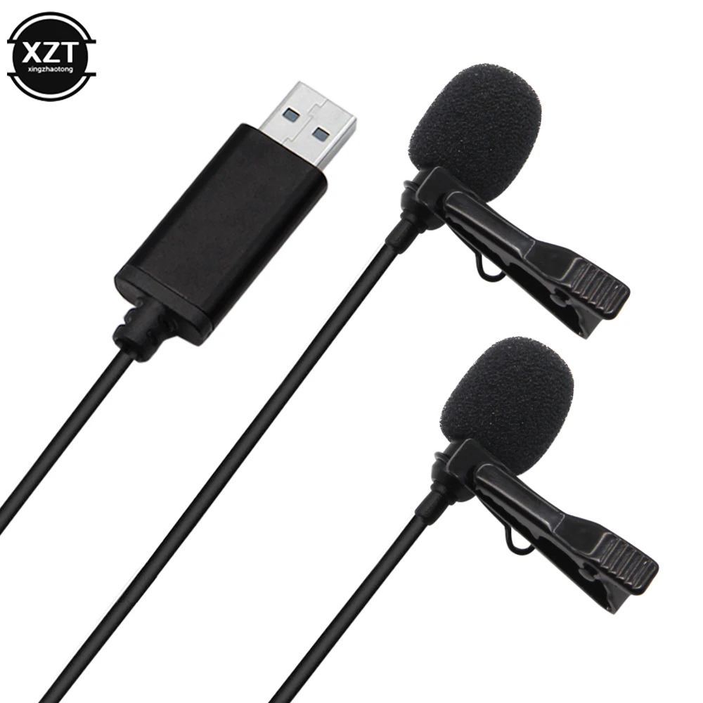 2M Usb Dual-Head Lavalier Revers Dubbele Microfoon Clip-On Voor Youtube Computer Win Mac Video Audio opname 3.5Mm Type-C Mic