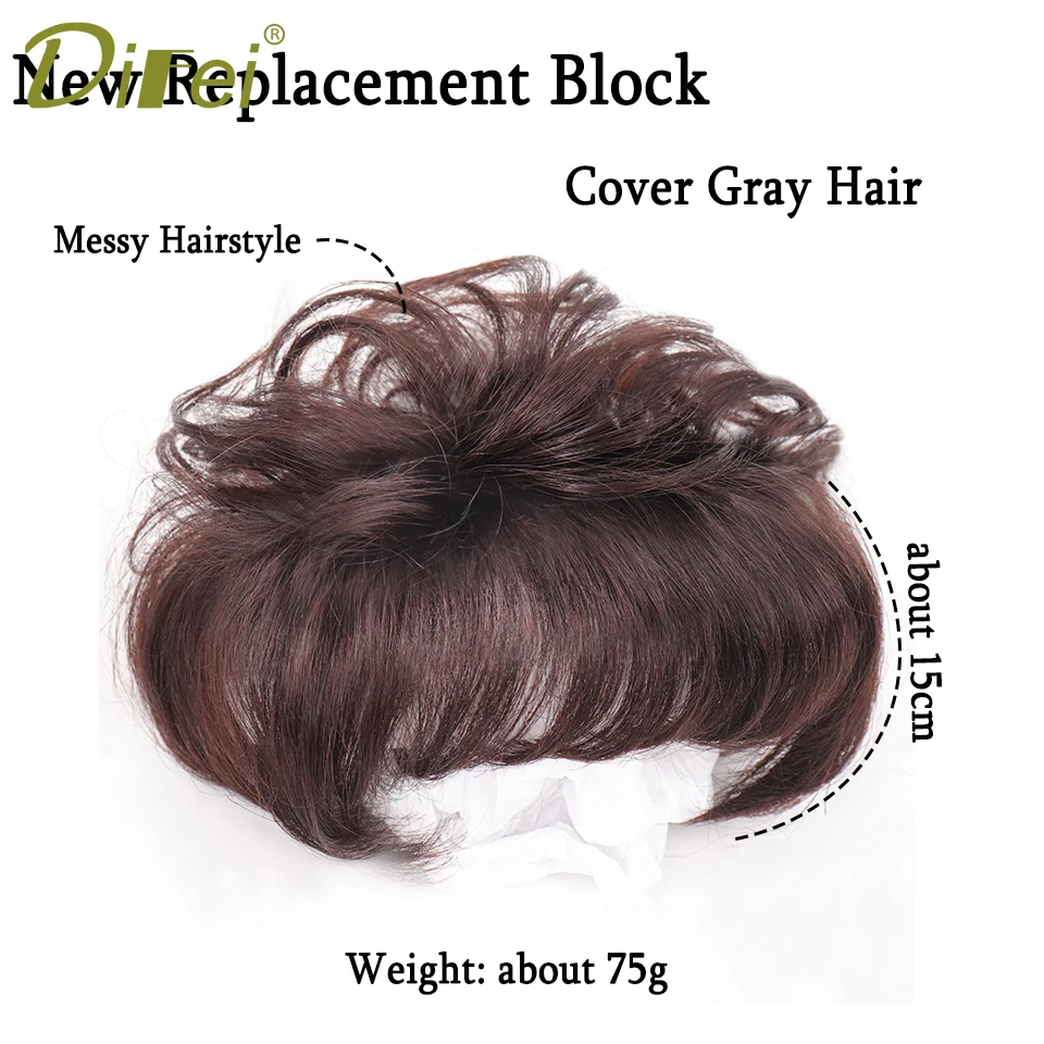 DIFEI Short Curly Hair The Top Of The Head Replacement Piece Hair Covering White Hair Black Color Wig Short Synthetic Wigs