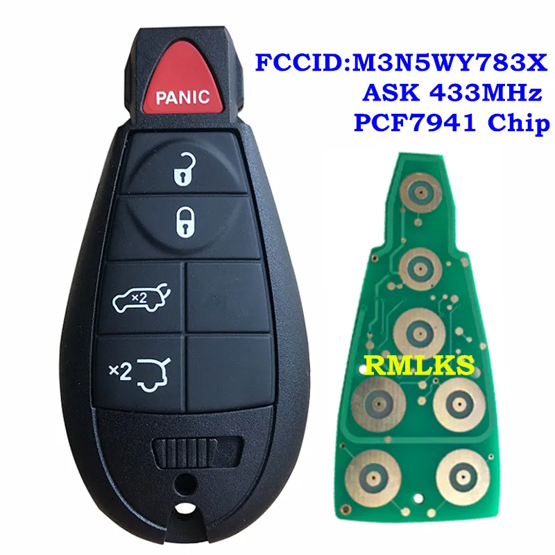 

433MHz ID46 PCF7941 Chip M3N5WY783X Keyless Entry 4+1 5 Button Smart Remote Key Fobik Fob for Chrysler for Dodge for Jeep