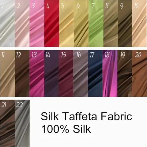 Popular Stiff High Quality 100% Pure Silk Fabric Taffeta Plain Dyed Solid Color for Lady Healthy Clothing Garment