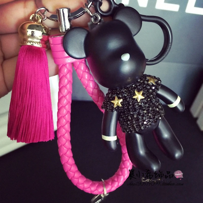 2021 Fashion Bomgom Tassels Cartoon Popobe Gloomy Bear Keychain Cute Bag Charm Holder Cartoon Resin Key Chain