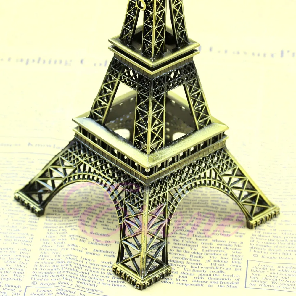 25 CENTIMETRI di Tono del Bronzo Torre Eiffel di Parigi Figurine Statua D'epoca Modello In Lega