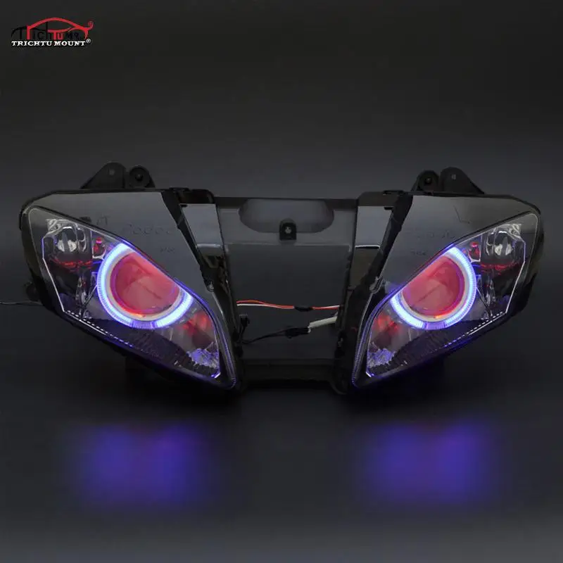 Motorcycle Head Light Lamp Custom Angel Eyes LED Xenon Headlamp HID Projector Headlight Assembly For Yamaha YZF-R6 R6 2008-2015