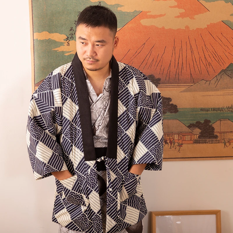 Haori-cárdigan tradicional japonés para hombre y mujer, Kimono cálido de algodón, pijamas de estilo folclórico asiático, Harajuku, Samurai, Yukata,