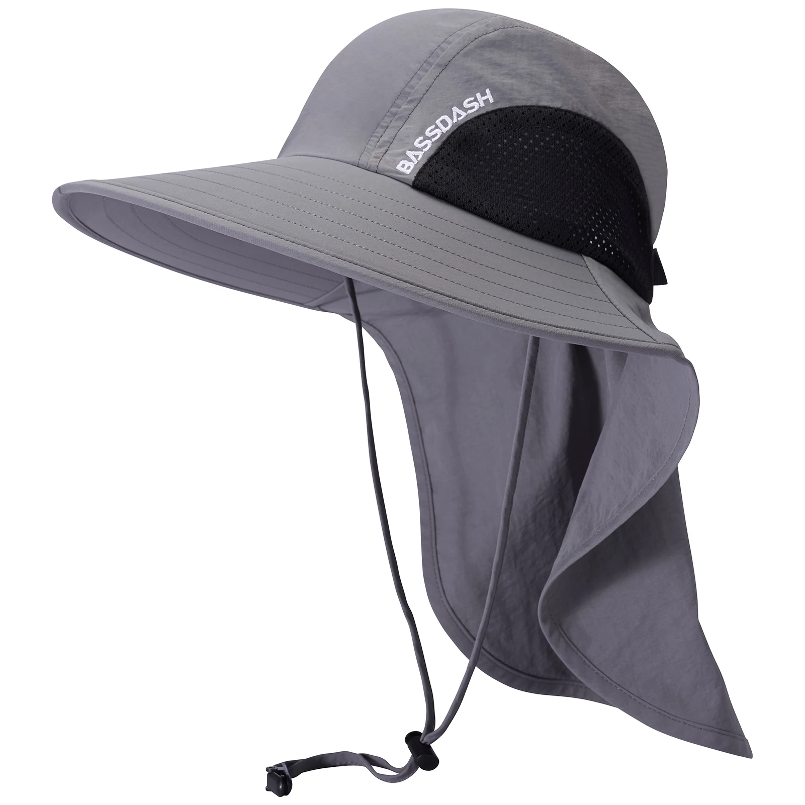 Bassdash UPF 50+ Unisex Water Resistant Wide Brim Sun Hat with Large Neck Flap Ponytail Fishing Hat for Men Women