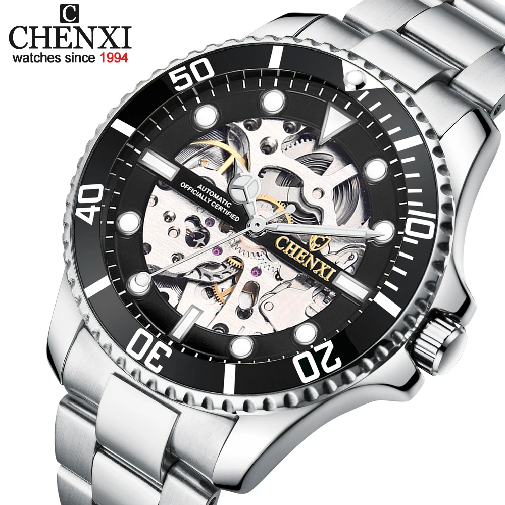 

CHENXI Watch Automatic Mechanical Watches Man Wristwatches Men's Mechanical Watch Male Black Hollow out Clock Relogio Masculino