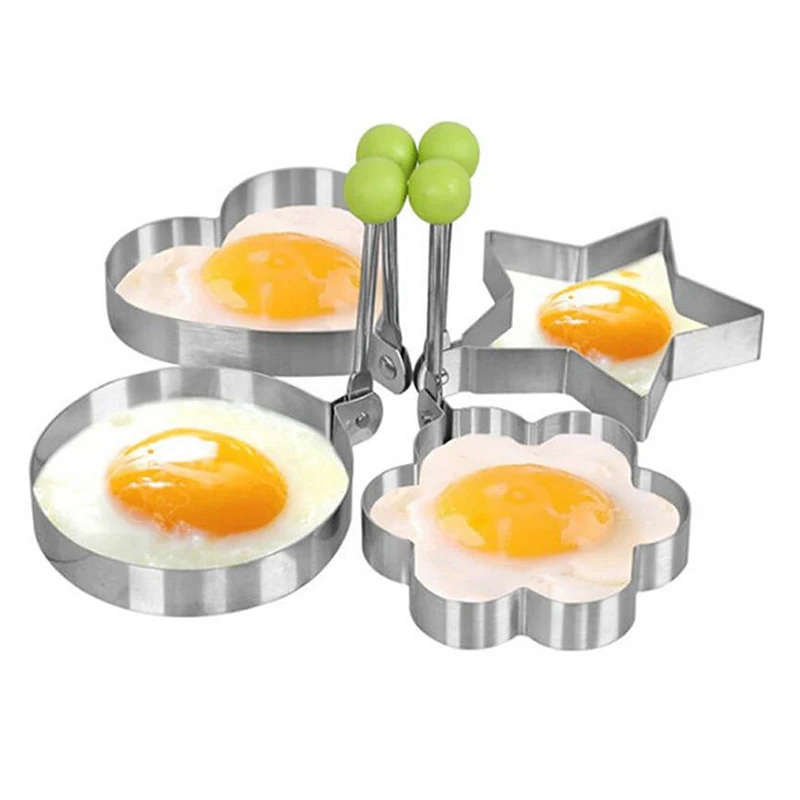 

Creative Four Shapes Stainless Steel Fried Egg Maker Pancake Mold Home DIY Breakfast Egg Sandwich Kitchen Baking Utensil Tools