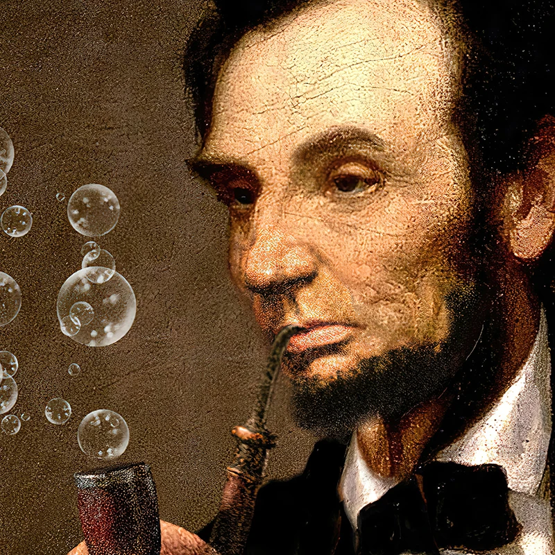 Funny Queen Elizabeth Bubble Gum Altered Art Poster President Lincoln Whimsical Portrait Canvas Print Eclectic Wall Art Decor