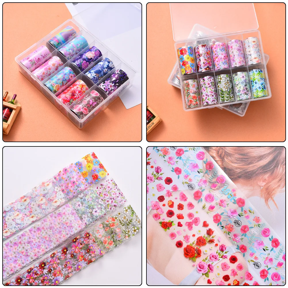 10 Muster neue Metall-Nagelfolien für Transferpapier-Aufkleber, florale Chamäleon-Nägel, Wraps, DIY, Wasser, Marmor, Nagelkunst-Dekorationen – Detail 10